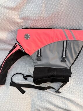 NWT Vivaglory Reflective Dog Life Jacket Pink & Grey - Size XL